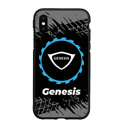 Чехол iPhone XS Max матовый Genesis в стиле Top Gear со следами шин на фоне, цвет: 3D-черный