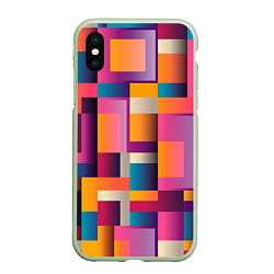 Чехол iPhone XS Max матовый Квадрат и прямоугольники, цвет: 3D-салатовый