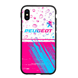 Чехол iPhone XS Max матовый Peugeot neon gradient style: символ сверху