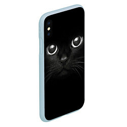 Чехол iPhone XS Max матовый Взгляд чёрного кота, цвет: 3D-голубой — фото 2