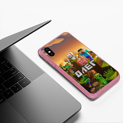 Чехол iPhone XS Max матовый Олег Minecraft, цвет: 3D-малиновый — фото 2