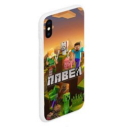 Чехол iPhone XS Max матовый Павел Minecraft, цвет: 3D-белый — фото 2