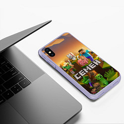 Чехол iPhone XS Max матовый Семен Minecraft, цвет: 3D-светло-сиреневый — фото 2