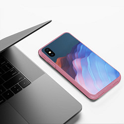 Чехол iPhone XS Max матовый Волнообразные абстрактные субстанции, цвет: 3D-малиновый — фото 2