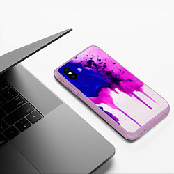 Чехол iPhone XS Max матовый Акварельные потеки, цвет: 3D-сиреневый — фото 2