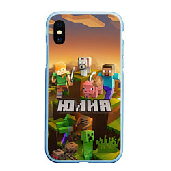 Чехол iPhone XS Max матовый Юлия Minecraft, цвет: 3D-голубой