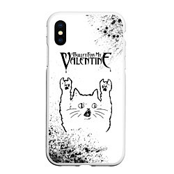 Чехол iPhone XS Max матовый Bullet For My Valentine рок кот на светлом фоне