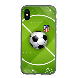 Чехол iPhone XS Max матовый Atletico madrid Мяч, цвет: 3D-темно-зеленый