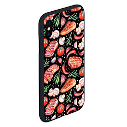 Чехол iPhone XS Max матовый Мясо, помидоры, шампиньоны, цвет: 3D-черный — фото 2
