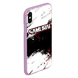 Чехол iPhone XS Max матовый Samurai - cyberpunk 2077 - Белый краски, цвет: 3D-сиреневый — фото 2