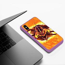 Чехол iPhone XS Max матовый Evangelion fire, цвет: 3D-фиолетовый — фото 2