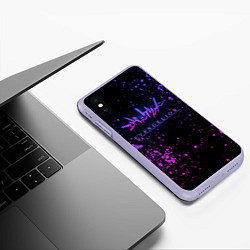 Чехол iPhone XS Max матовый Evangelion neon logo, цвет: 3D-светло-сиреневый — фото 2
