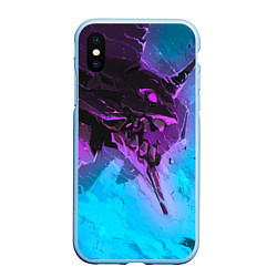 Чехол iPhone XS Max матовый Neon Genesis Evangelion - Eva 01, цвет: 3D-голубой