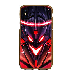 Чехол iPhone XS Max матовый Evangelion: Eva 01, цвет: 3D-коричневый