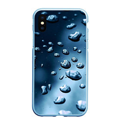 Чехол iPhone XS Max матовый Капли воды на матовом стекле - текстура, цвет: 3D-голубой