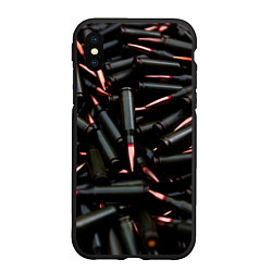 Чехол iPhone XS Max матовый Черные патроны