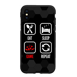 Чехол iPhone XS Max матовый Eat, sleep, Hitman, repeat