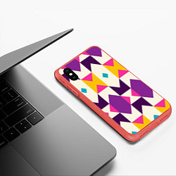 Чехол iPhone XS Max матовый Геометрический цветной орнамент, цвет: 3D-красный — фото 2