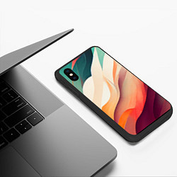 Чехол iPhone XS Max матовый Акварельная нарисованная абстракция, цвет: 3D-черный — фото 2