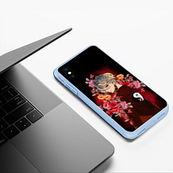 Чехол iPhone XS Max матовый Изана в цветах, цвет: 3D-голубой — фото 2
