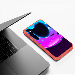 Чехол iPhone XS Max матовый Абстракция Неон Потёки, цвет: 3D-красный — фото 2