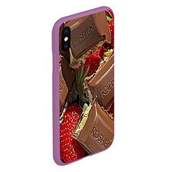 Чехол iPhone XS Max матовый Клубника и шоколад Рошен, цвет: 3D-фиолетовый — фото 2