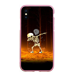 Чехол iPhone XS Max матовый Skeletons dab - dark forest, цвет: 3D-розовый