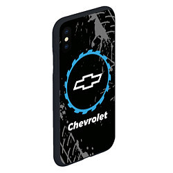 Чехол iPhone XS Max матовый Chevrolet в стиле Top Gear со следами шин на фоне, цвет: 3D-черный — фото 2