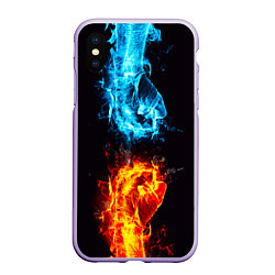 Чехол iPhone XS Max матовый Огонь и вода - противостояние, цвет: 3D-светло-сиреневый