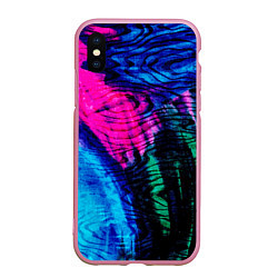 Чехол iPhone XS Max матовый Неоновые краски - абстракция, цвет: 3D-розовый