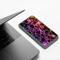 Чехол iPhone XS Max матовый Неоновые трехмерные фигуры, цвет: 3D-темно-зеленый — фото 2