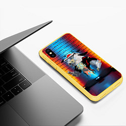 Чехол iPhone XS Max матовый Мишка-зомби - Halloween, цвет: 3D-желтый — фото 2