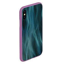 Чехол iPhone XS Max матовый Прерывистый абстрактный синий дым во тьме, цвет: 3D-фиолетовый — фото 2