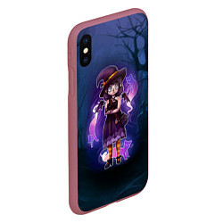 Чехол iPhone XS Max матовый Ведьма-малолетка с котами - Halloween, цвет: 3D-малиновый — фото 2