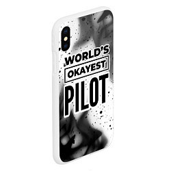 Чехол iPhone XS Max матовый Worlds okayest pilot - white, цвет: 3D-белый — фото 2