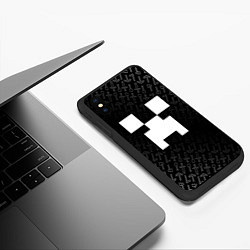 Чехол iPhone XS Max матовый Криппер - паттерн инструментов - Майнкрафт, цвет: 3D-черный — фото 2