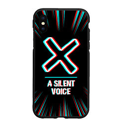 Чехол iPhone XS Max матовый Символ A Silent Voice в стиле glitch на темном фон, цвет: 3D-черный