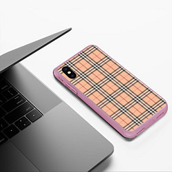 Чехол iPhone XS Max матовый Королевский тартан, цвет: 3D-розовый — фото 2