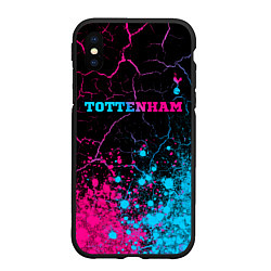 Чехол iPhone XS Max матовый Tottenham - neon gradient: символ сверху, цвет: 3D-черный