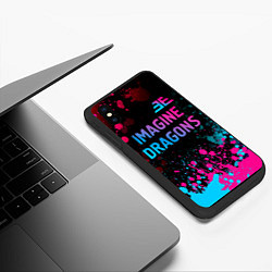 Чехол iPhone XS Max матовый Imagine Dragons - neon gradient: символ сверху, цвет: 3D-черный — фото 2