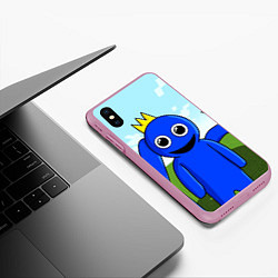 Чехол iPhone XS Max матовый Blue: Rainbow Friends, цвет: 3D-розовый — фото 2