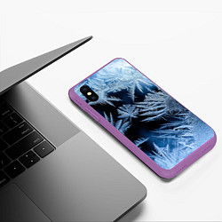 Чехол iPhone XS Max матовый Морозный узор на стекле, цвет: 3D-фиолетовый — фото 2