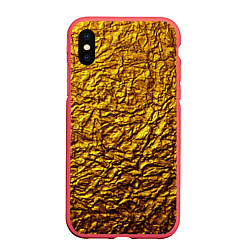 Чехол iPhone XS Max матовый Золотая фольга, цвет: 3D-красный
