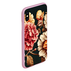 Чехол iPhone XS Max матовый Цветы в стиле рококо, цвет: 3D-розовый — фото 2