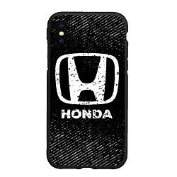 Чехол iPhone XS Max матовый Honda с потертостями на темном фоне, цвет: 3D-черный