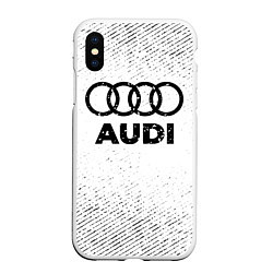 Чехол iPhone XS Max матовый Audi с потертостями на светлом фоне, цвет: 3D-белый