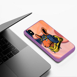 Чехол iPhone XS Max матовый Заяц-пилот, цвет: 3D-фиолетовый — фото 2