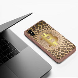 Чехол iPhone XS Max матовый Золотой биткоин, цвет: 3D-коричневый — фото 2