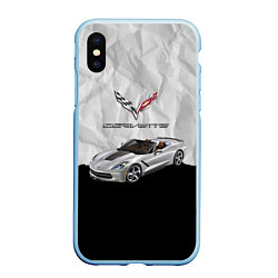 Чехол iPhone XS Max матовый Chevrolet Corvette - motorsport, цвет: 3D-голубой