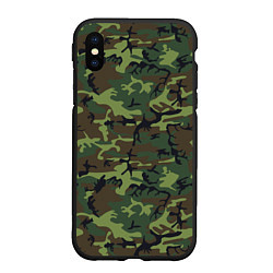 Чехол iPhone XS Max матовый Камуфляж лес - мелкий, цвет: 3D-черный